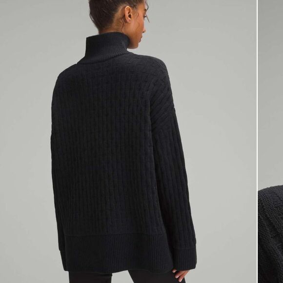 NWT New LULULEMON Cable-Knit Relaxed-Fit Sweater Black Large - Picture 4 of 6